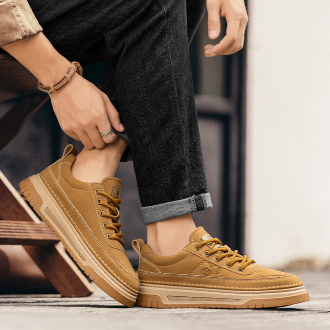 Men's Shoes 2026 Spring New Versatile High-End Flat Shoes Men's Height-Increasing Casual Work and Sports Shoes