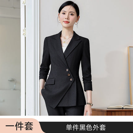 High-end Sense Striped Suit suit Women's 2024 Autumn Fashion Elegant High-end Business Wear Goddess Fan Dress Suit