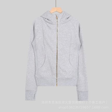 Lulu Original Scuba Cardigan Full Zipper Slim Long-Sleeved Hoodie Hooded Jacket Jacket Sweatshirt Women's Top