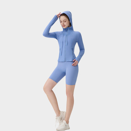 [in Stock] Ld Five-Piece Hooded Yoga Suit for Women, Fitness Yoga Set, High-Waisted, Barely-There Feel, Tight-Fitting Sportswear