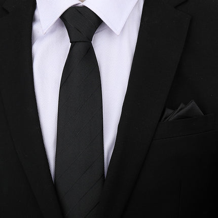 Formal wear wedding tie men's 8CM bridegroom wedding Korean style wine red business tie narrow zipper lazy men and women