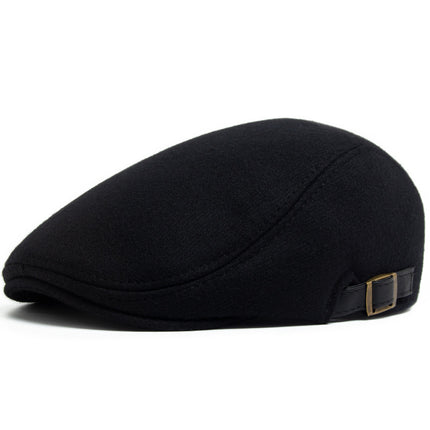 High-grade wool and woolen forward painter hat men's autumn and winter beret retro middle-aged and old peaked cap thick