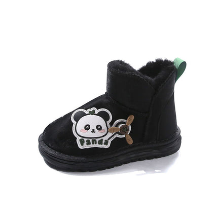 2025 New Korean Style Children's Snow Boots, Cute Cartoon Leather Surface, Warm Cotton Boots, Short Boots, Padded and Thickened Children's Shoes