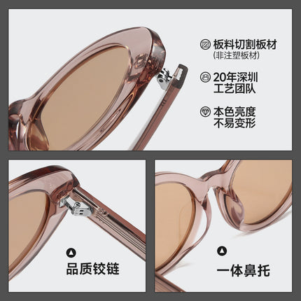 Internet Celebrity Korean Style Karin's Same Style Sunglasses Plate Nylon Small Face Sunglasses High-End Brown Anti-Uv Glasses