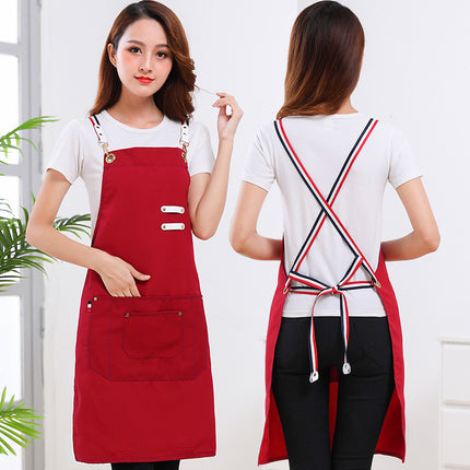 Red Apron for Weddings and Celebrations, Customized with Logo Printing, Suitable for Wedding Banquets, Festive Workwear, and as a Helper Apron