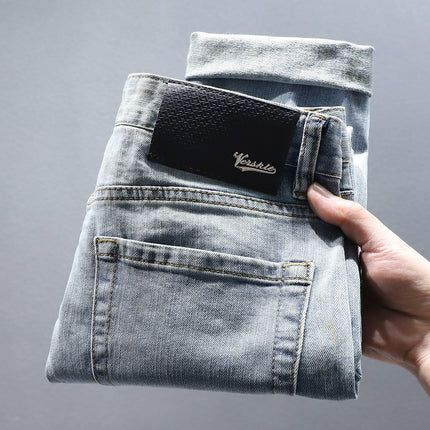 Autumn 2024 European Station Tiger Head Embroidered Jeans Men's Fashion Trend All-match Casual Slim-fit Small Foot Trousers