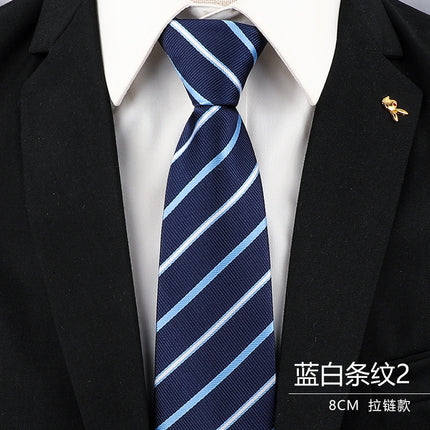 Tie Men's Forsuit Business Blue Striped Shirt Suit Hands Lazy People Zip-Free Wedding Trend