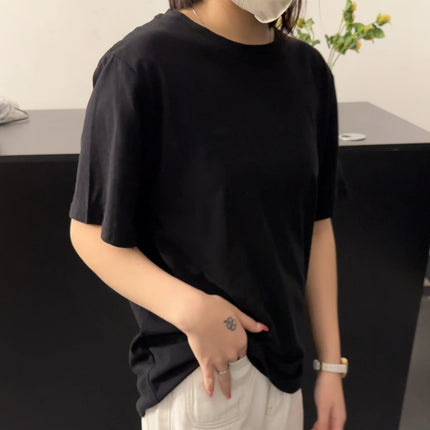 Blueberryd Spring and Summer Brushed Cotton Short-Sleeved T-Shirt Women's Summer Cotton Tops Pure and Sweet Tops Customized