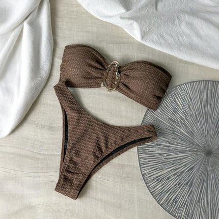 2025 New Bikini European and American Cross-border Strapless Split Dress Sexy Three-piece Bikini Swimwear Swimwear Women