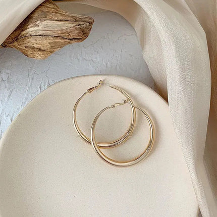 Metal Big Ear Ring 2025 New Explosive Exaggerated Earrings Women's Piece Ring Earrings Circle Advanced Sense Cold Wind Earrings