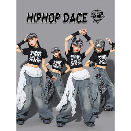 Girls' Jazz Dance Performance Outfits, Children's Street Dance Costumes, Kids' Jeans, Girls' Fashion Show Trendy Outfits