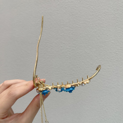 Red flocking plum blossom hair buckle clip headdress female summer tassel one-word hairpin back head hairpin hair clip