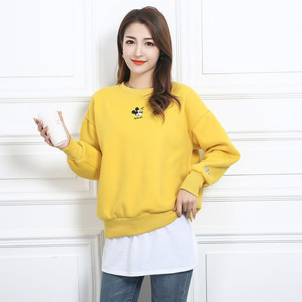 Layered Sweatshirt with Slit Base Skirt, Revealing White Edges Paired with Sweater, Faux Hem Covering Hips, Butt-Covering Skirt