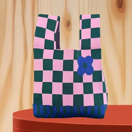 Knitted Cat Handbag, Trendy Cartoon Women's Bag, Versatile Bag, Lunch Bag, Hand-Carry Shoulder Bag, Small Square Bag, Portable