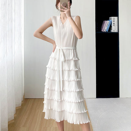 Miyake Elegant Fashion Casual Comfortable Simple Tight Waist Slimming Slim-fit Cake Skirt Women's 2023 Summer New Pleated