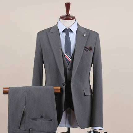 Men's Suit One-Button Three-Piece Set Wedding Groomsman Tuxedo Small Suit Men's Business Formal Wear