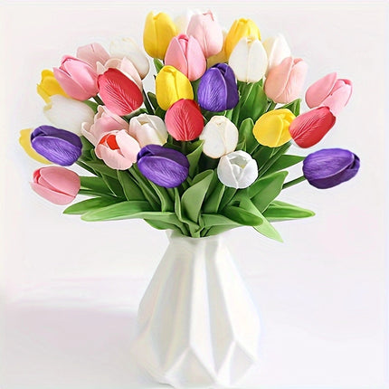 High-End Pu Tulip Artificial Flowers Cross-Border Exclusive for Home and Hotel Wedding Photography Props Feel Artificial Flowers Wholesale