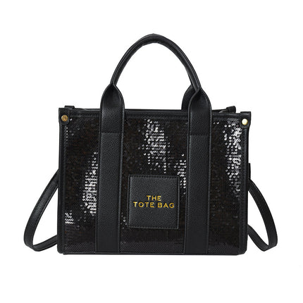 Cross-Border 2025 New Bags Korean Style Fashionable Simple Sequin Bags Tote Bag Shoulder Crossbody Handbag