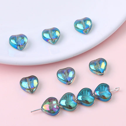 10mm Glass Color-Coated Peach Heart Crystal Beads Loose Beads DIY Handmade Necklace Bracelet Ear Jewelry Manufacturer Direct Sales Wholesale