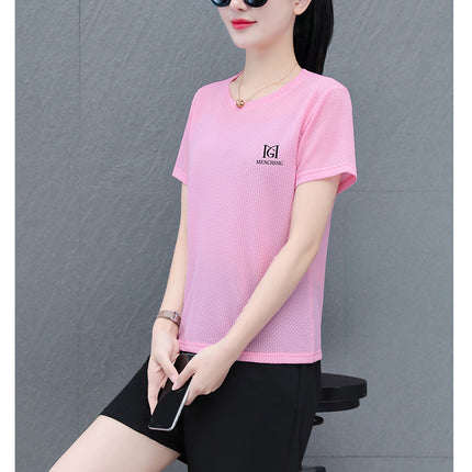 Ice Silk Short-sleeved Shorts Sports Fashion suit Summer Casual Women's Quick-drying Shortcut Pants Short-sleeved Sports suit