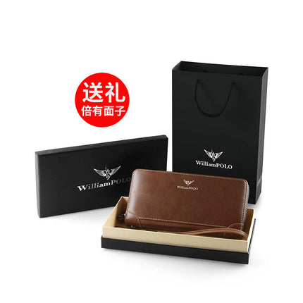 King Paul Men's Long Wallet Leather Wallet Youth Simple Business Casual Large Capacity Clutch Wholesale