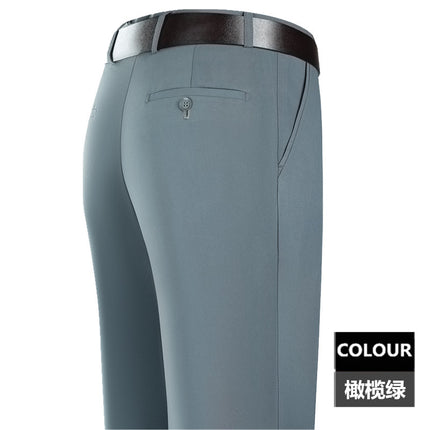 2025 New Summer Thin Mulberry Silk Middle-Aged Business Casual Straight Loose Wrinkle-Free Men's Pants