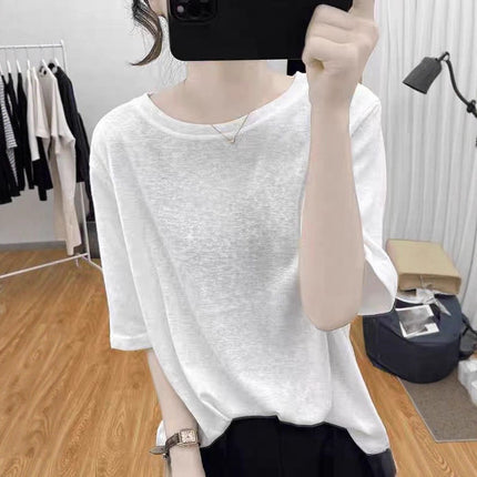 Trendy Summer New Korean Style Snowflake Cotton T-Shirt Round Neck Funny Printed Thin Casual Style Large Size Bottoming Shirt