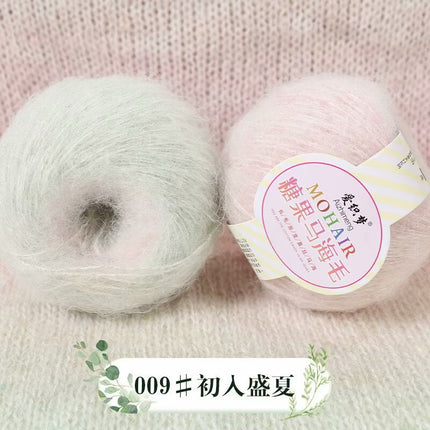 Candy Mohair Section Dyed Wool Hand-Knitted Sweater Cardigan Colorful Gradient Wool Thread Fine Wool Thread