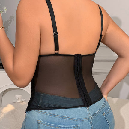 European and American Plus Size mm Exclusive Lace Sexy Cross-Border Popular Intimates Fishbone Bra Sexy See-Through Camisole