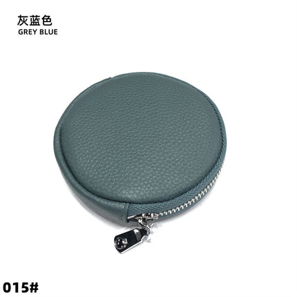 Mini Round Genuine Leather Small Coin Purse Bag Mother's Cowhide Women's Small Children's Zipper Key Coin Earphone Bag