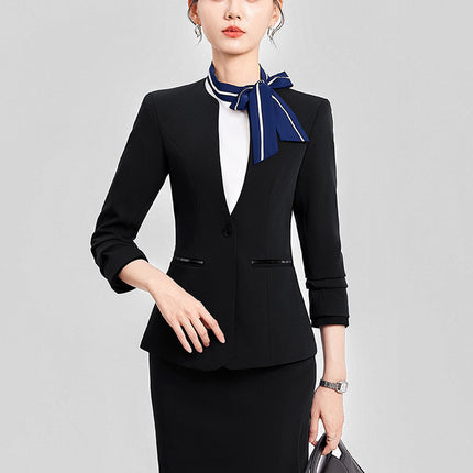 Professional suit female spring and autumn 2024 new hotel manager overalls front desk reception tooling gold shop suit jacket
