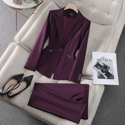 Amazon European and American Cross-Border Popular Commuter Foreign Trade Women's Blazer Professional Pants Dress Two-Piece Suit