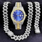 Gold, blue and silver (watch + bracelet + necklace)