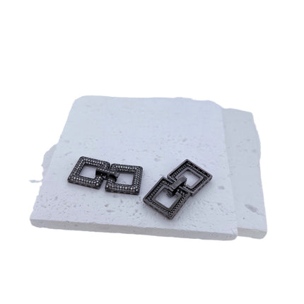 Wholesale micro inlay square necklace bracelet buckle jewelry accessories full zirconium necklace connection button DlY material accessories