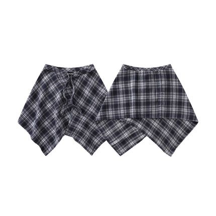 A generation of hair folding artifact color plaid fart curtain one-piece lace-up high street irregular hem Joker skirt