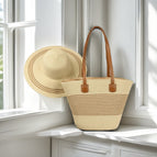 Beige card strips / Hat + bag set