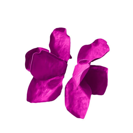 European and American Cross-Border Retro Paint Multi-Color Simulated Flowers Asymmetrical Exaggerated Large Petal Earrings Temperament Pastoral Earrings