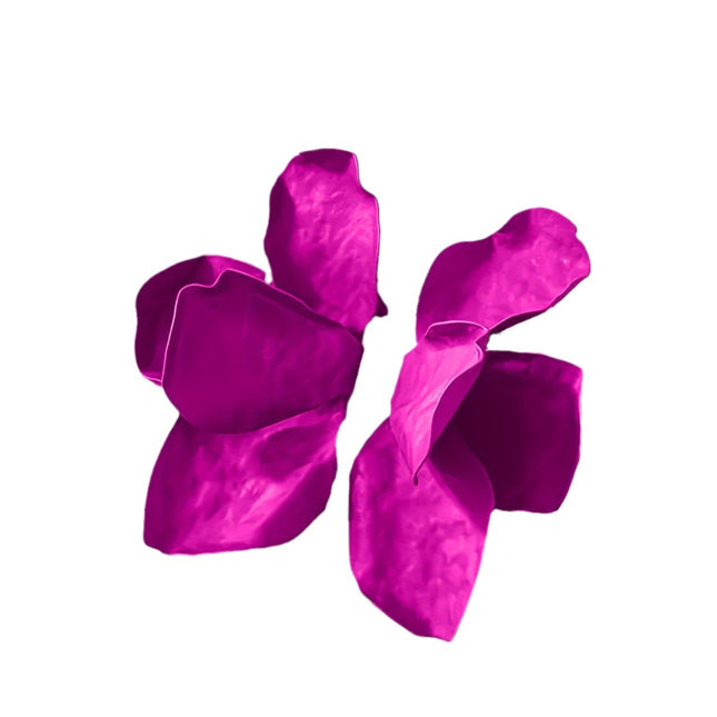 European and American Cross-Border Retro Paint Multi-Color Simulated Flowers Asymmetrical Exaggerated Large Petal Earrings Temperament Pastoral Earrings