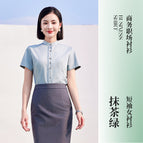 Women's matcha green short-sleeved shirt single piece / Men's and women's long-sleeved shirts are available in shops.