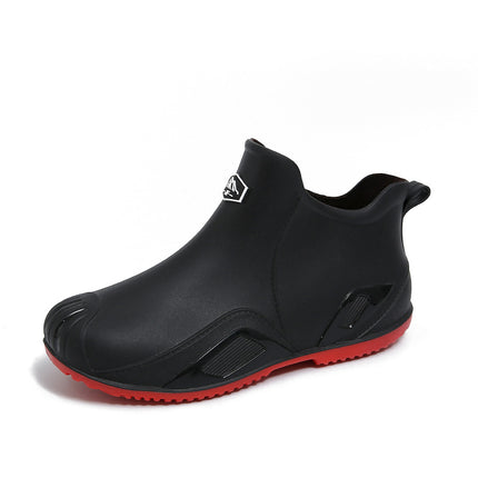 Free Shipping for One Piece, Cross-Border Flat-Soled Low-Top Water Boots for Men, Wear-Resistant, Fashionable Plastic Rain Boots for Men