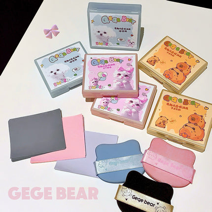 Gogo Bear Cute Cloud Sensing Oil Absorbing Paper Comes with Powder Puff Mirror Oil Skin Non-Removing Makeup Makeup Holding Oil Absorbing Paper