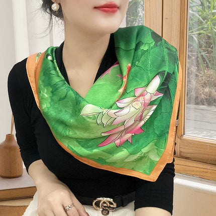 Spring and Summer 70cm Small Square Scarf Women's Autumn and Winter New Foreign Style Fashion All-match Shake Tone Same Scarf Scarf