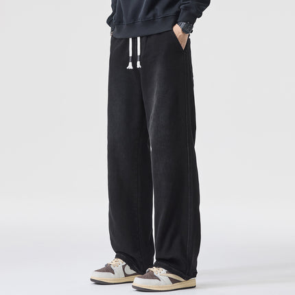 Plus Size Men's Autumn and Winter New Tall Extended Wide-Leg Jeans Men's Loose Versatile Casual Straight Pants