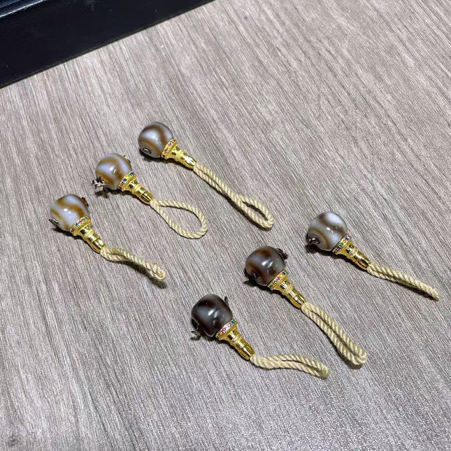 Xizang Dzi Beads Modified into Tiger Tooth Split Three-Way Buddha Head Accessories Vajra Star Moon Bodhi Monkey Head DIY Accessories
