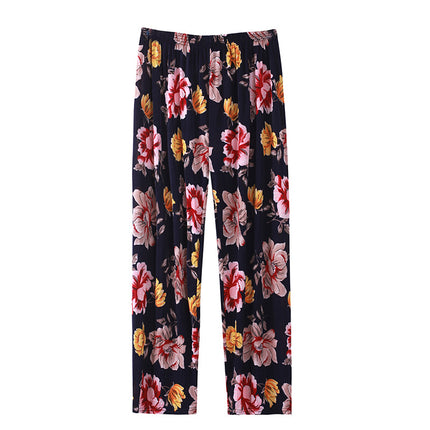Cross-Border Popular Summer Women's Ice Silk Pants for Middle-Aged and Elderly, Loose Casual Home Pants, Elastic Plus-Size Pants for Square Dancing
