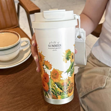 Suzuki Orchid Car Coffee Cup Double Drink Stainless Steel Thermos Cup Women's Water Cup High Color Value Accompaniment Printed Water Cup
