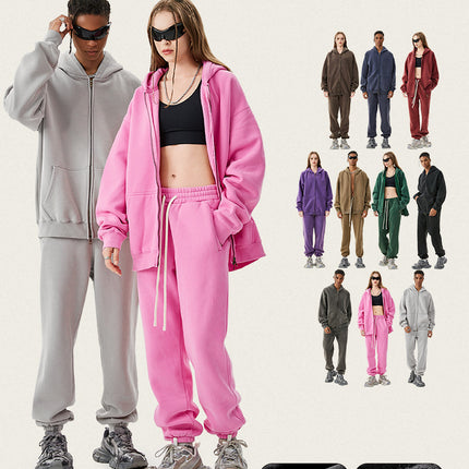 Tilani Men's Sweatshirt and Sweatpants Set Cross-Border Trendy Brand Hoodie Autumn and Winter Velvet Thickeneded Men's Two-Piece Set