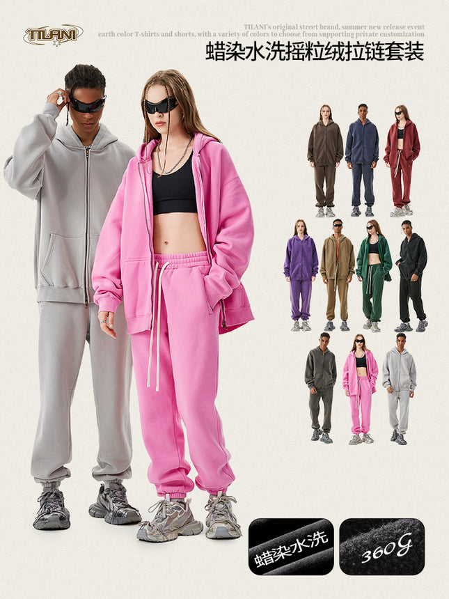 Tilani Men's Sweatshirt and Sweatpants Set Cross-Border Trendy Brand Hoodie Autumn and Winter Velvet Thickeneded Men's Two-Piece Set
