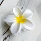 8cm white and yellow dot plumeria clip