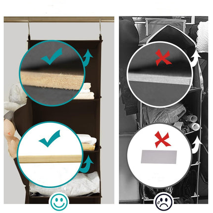 Foldable Metal Hook Velcro Bamboo Sheet Bearing Strong Multi-purpose Layered Wardrobe Finishing Storage Hanging Bag Wholesale